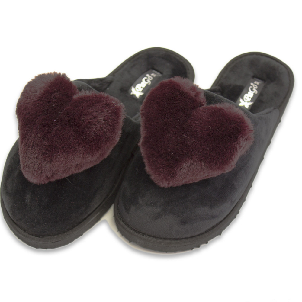 Тапочки Женские Закрытые с меховым сердечком бордо 37 Одесса - изображение 1
