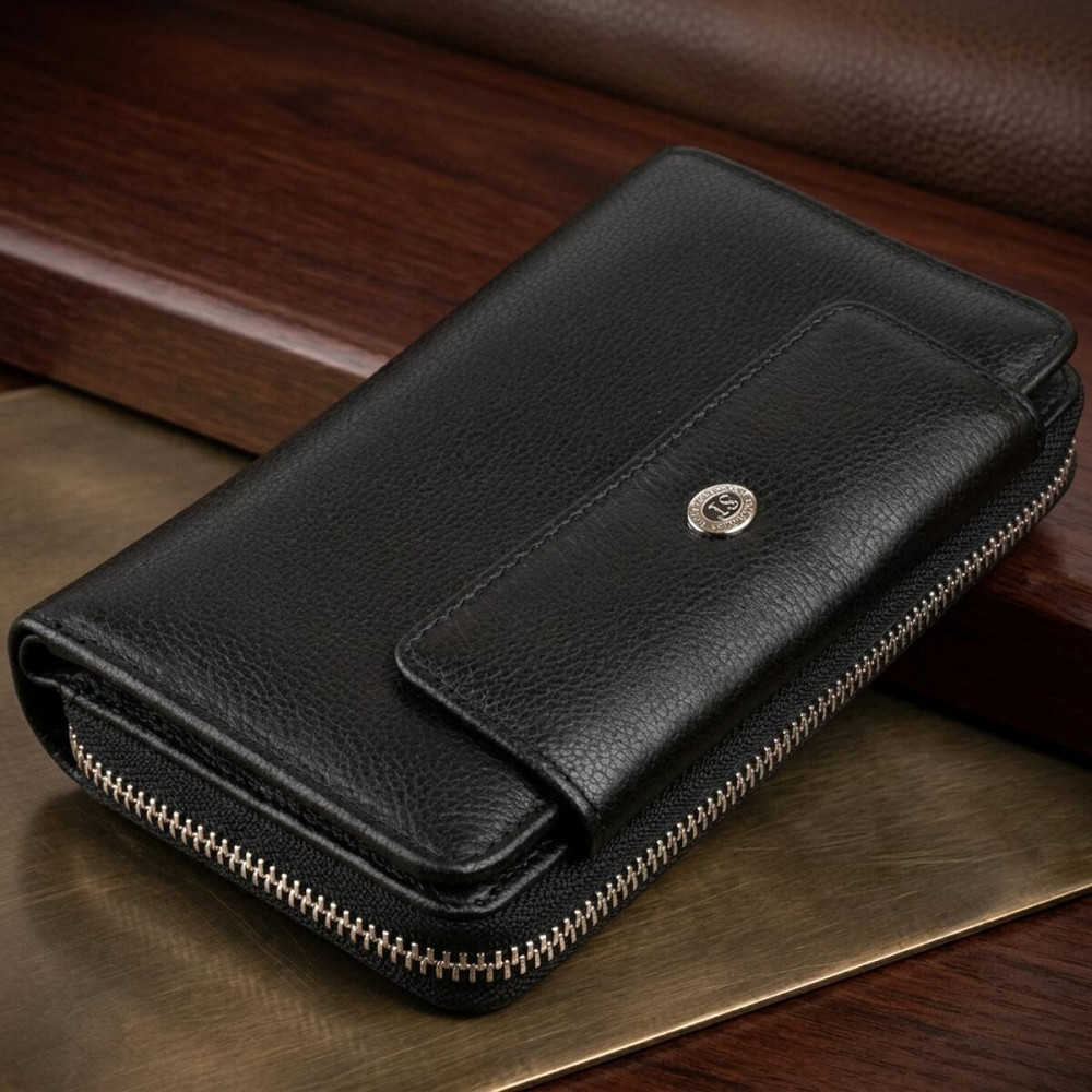 Кошелек из кожи на защелке ST Leather 19339 Черный Киев - изображение 11