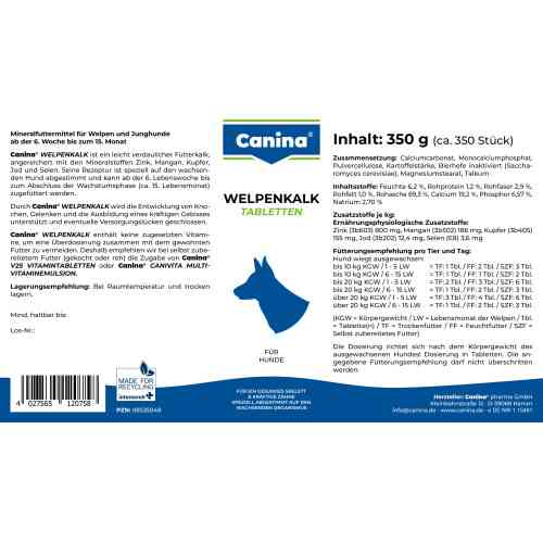 Минеральный комплекс Canina Welpenkalk для щенков и молодых собак 350 г 350 табл. Киев