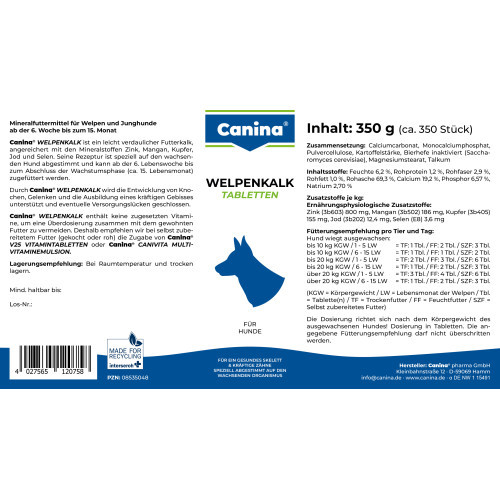 Минеральный комплекс Canina Welpenkalk для щенков и молодых собак 350 г 350 табл. Киев - изображение 3