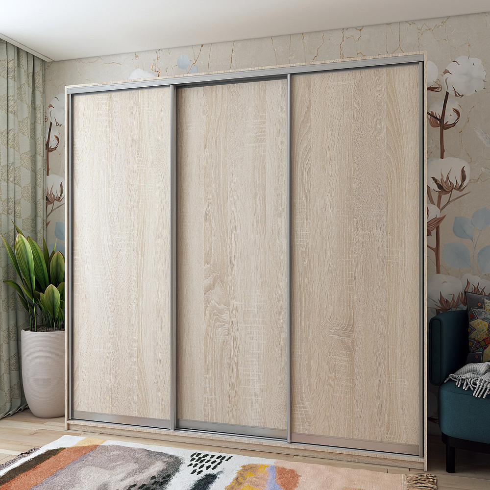 Шафа-купе трьохдверна Doros Сіті Лайт 225х60х225 см Дуб сонома (DRS-011099) Дніпро - фото 1
