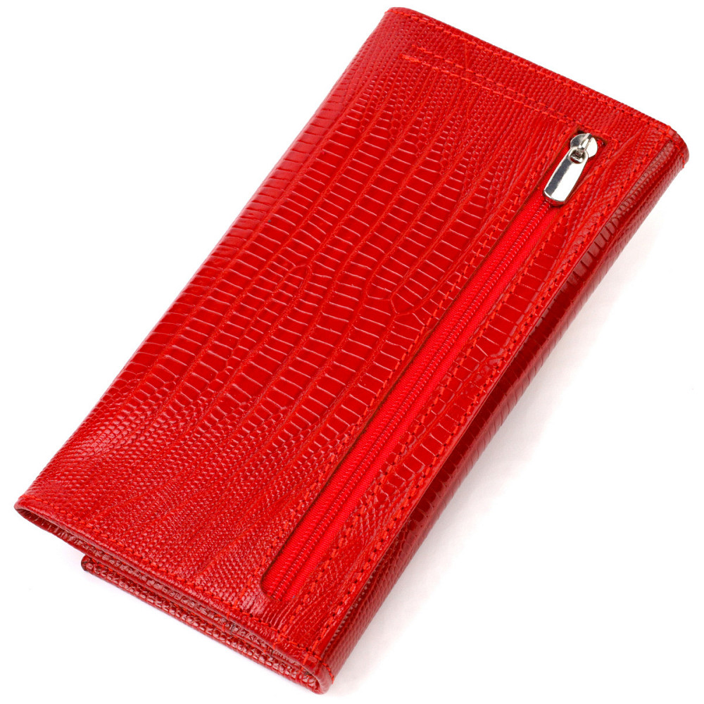 Яскравий гаманець для жінок із натуральної фактурної шкіри CANPELLINI 21823 Червоний Київ - фото 9