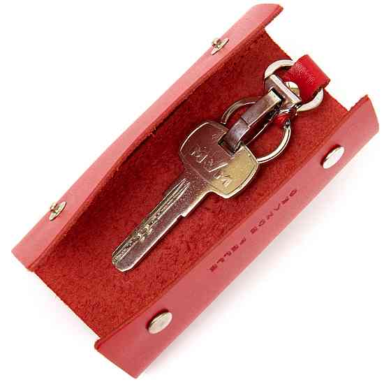 Ключниця тубус шкіряна на кнопках Червона (GRANDE PELLE) Київ