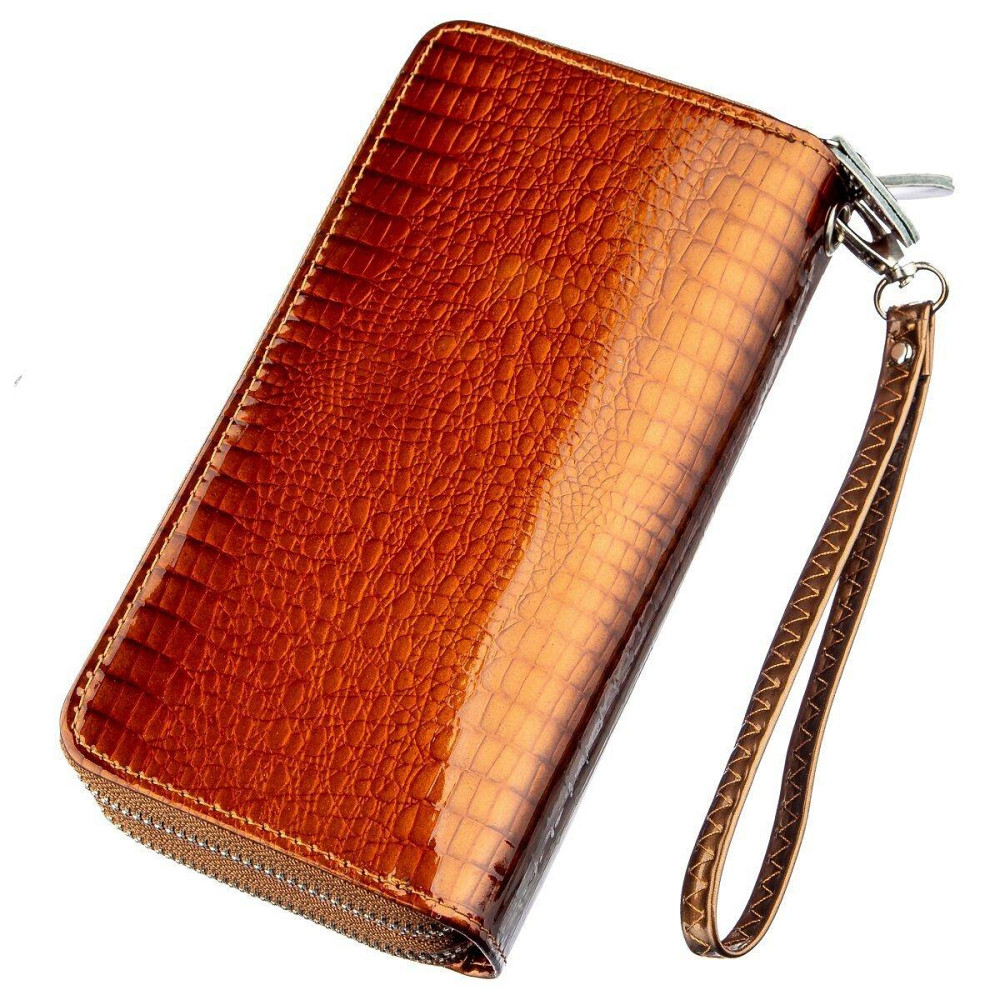 Кошелек женский из экокожи на две молнии Хамелеон Коричневый (KIVI) Киев - изображение 1