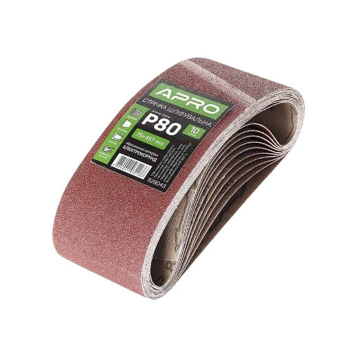 Стрічка шліфувальна 75*457мм P80 10 шт/уп APRO Житомир