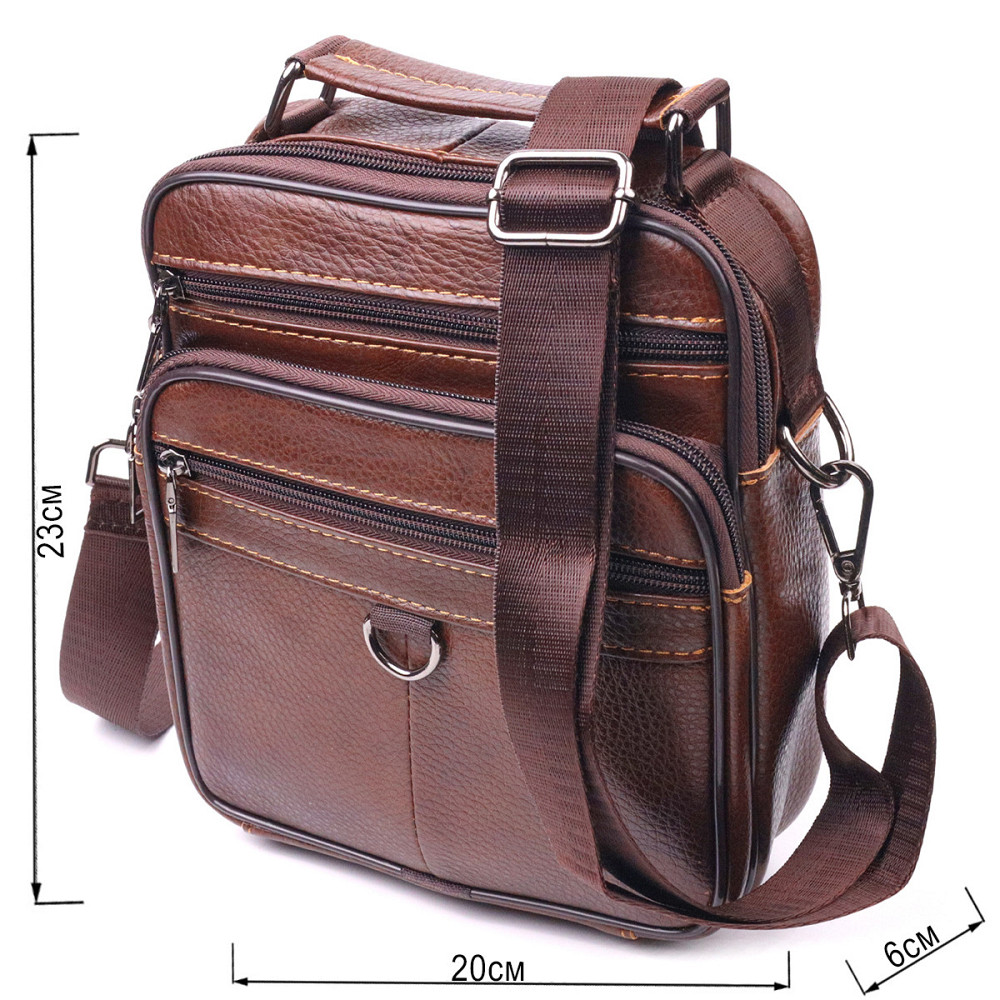 Чудова чоловіча сумка з натуральної шкіри 21279 Vintage Коричнева Київ - фото 9