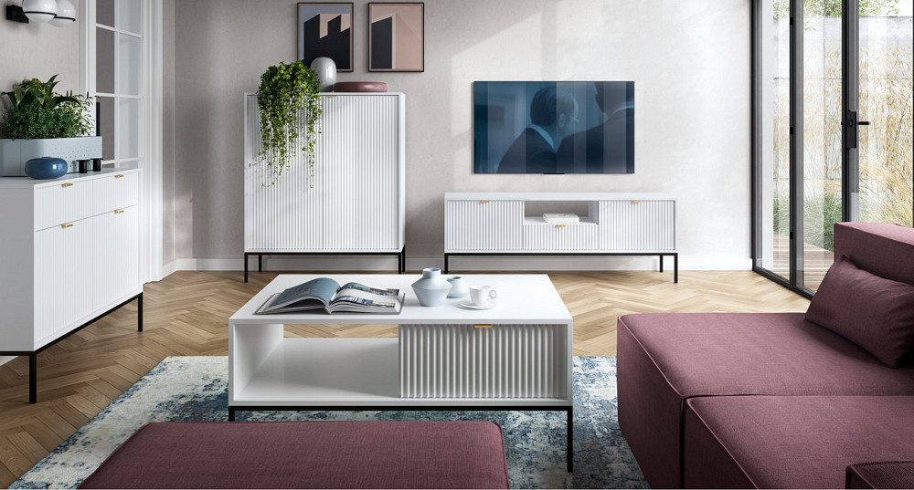 Стіл журнальний Perfect Home Нова / Nova з 2 шухлядами та чорними ніжками L104 Білий (PFH-091248) Дніпро - фото 8