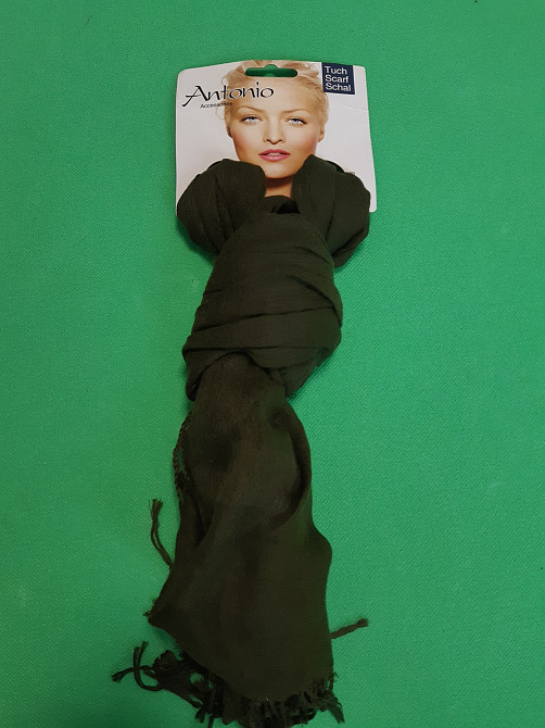 Шарф цвета хаки (болотный) - размер шарфа приблизительно 170*65см, 100% полиэстер Киев - изображение 1