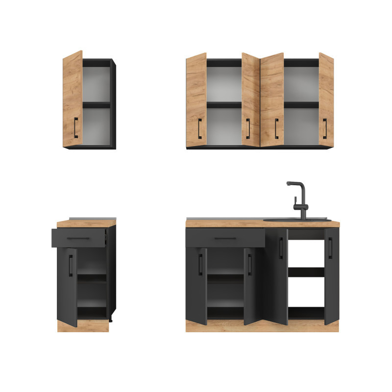 Кухня модульна Эверест Оптима набор №4 Дуб крафт золотой+Антрацит 2,2 м (без столешницы) (DTM-5705) Львов - изображение 3