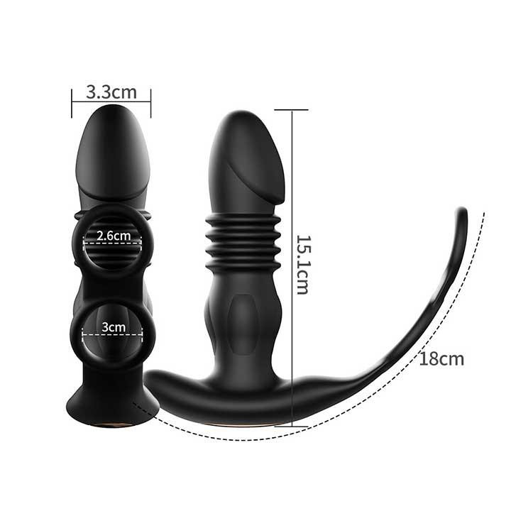 Смарт анальный вибратор, массажер простаты с эрекционными кольцами на пенис и поступательными движениями Винница - изображение 4