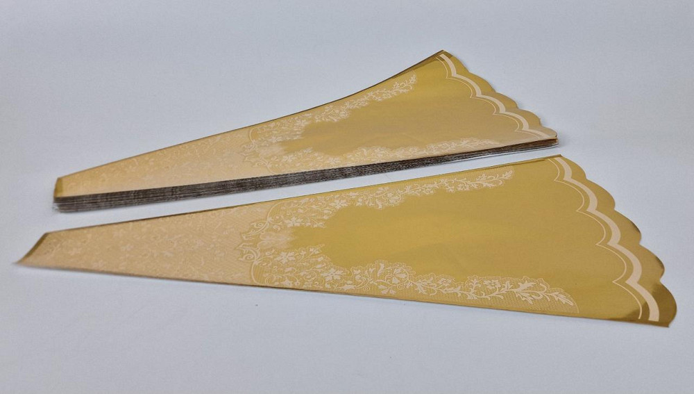 Конусная упаковка под цветы h60/ 7низ/31верх металл золото (100 шт)  узор130 (4) (100 шт) Харьков - изображение 1