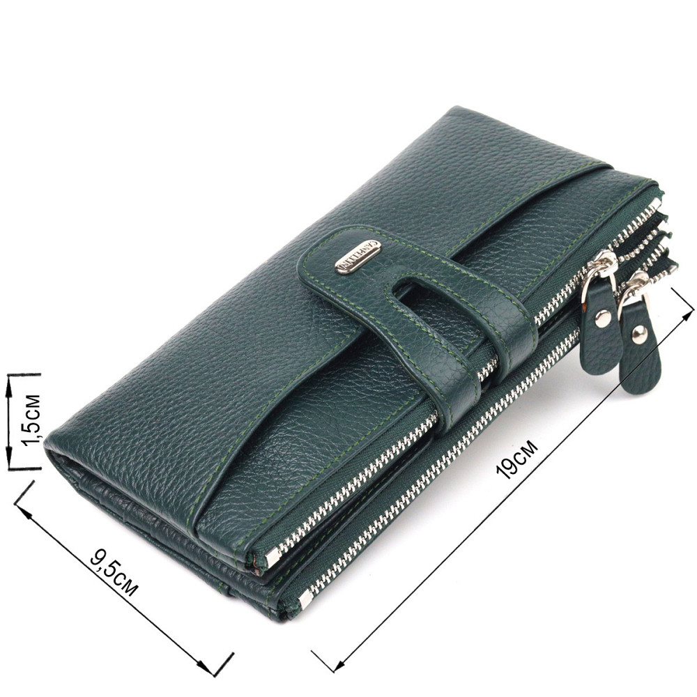 Місткий гаманець з натуральної зернистої шкіри CANPELLINI 21633 Зелений Київ - фото 9