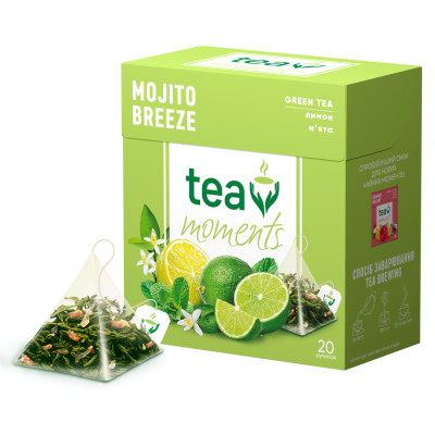 Чай Tea Moments Mojito Breeze зеленый 20х1.8 г пирамидки (tm.00339) Винница - изображение 2