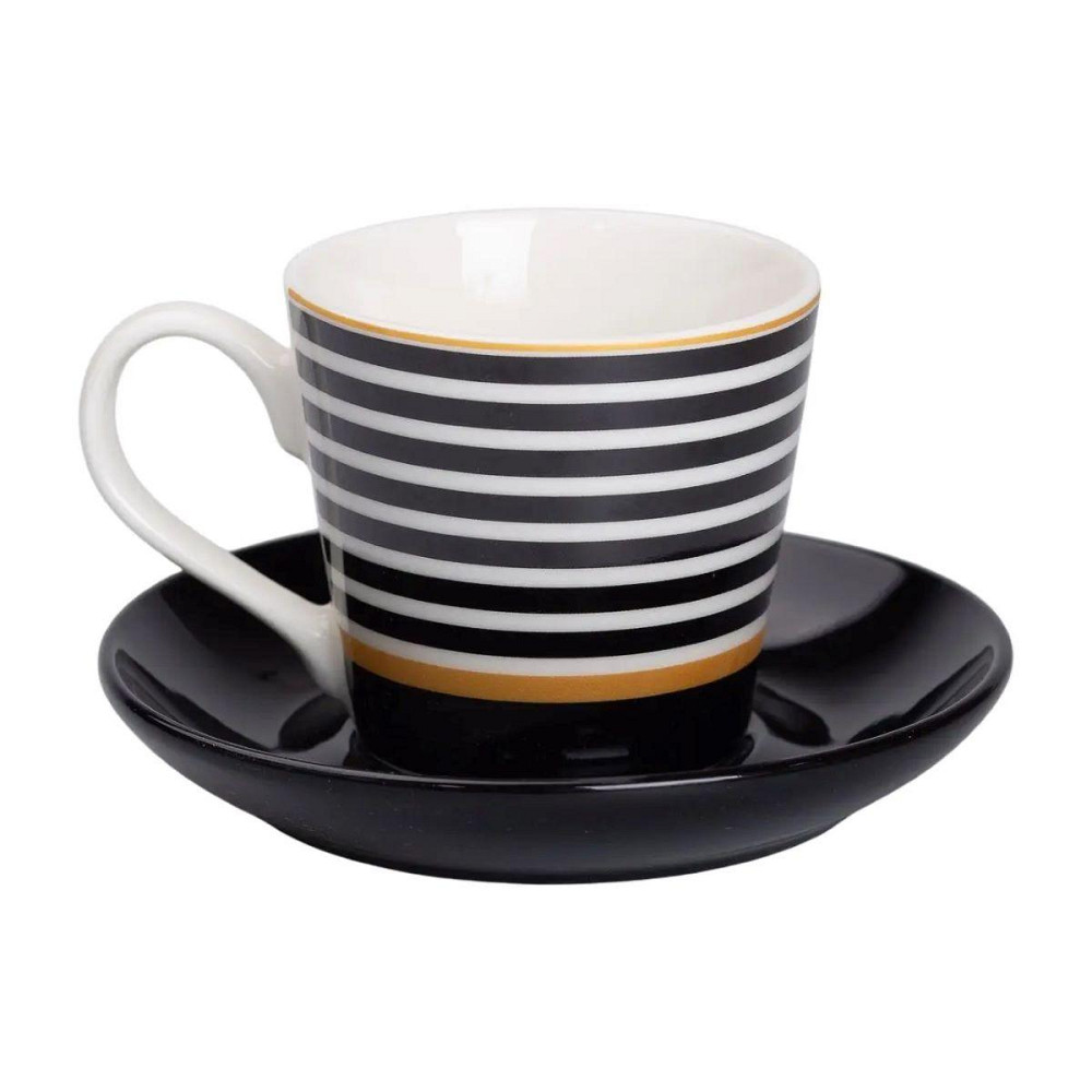 Фарфоровая чашка с черным блюдцем 200 мл RX-N24708B Киев - изображение 1