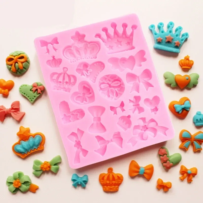 Молд силіконовий Бантики і корони 90 на 72 мм рожевий Київ - фото 6