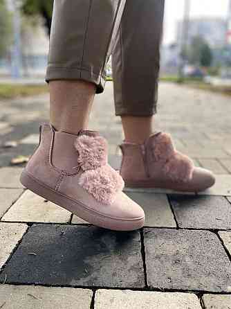 Ботинки женские LX17-219 пудра еко-замша зима высота 11см подошва 2см стелька 37р.-23.5см 39р.- Коломия