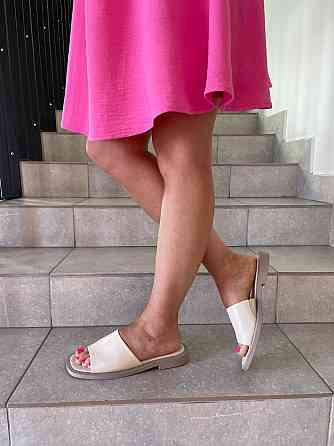 DIANA Модні шльопанці жіночі, натуральна шкіра, бежеві на низькому ходу DIANA D-7/124 р. 38-40 Коломия