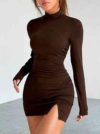 Жіноче тепле мініплаття з трикотажу пуму Шоколад, 46/48 Одеса