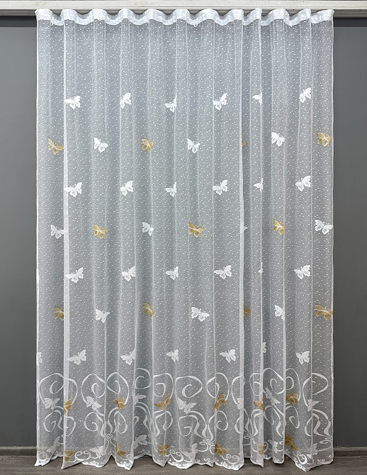 Тюль VR-Textil 1886т Жакард Метелики Білий з коричневим 400х270 см (42-1304) Київ - фото 2