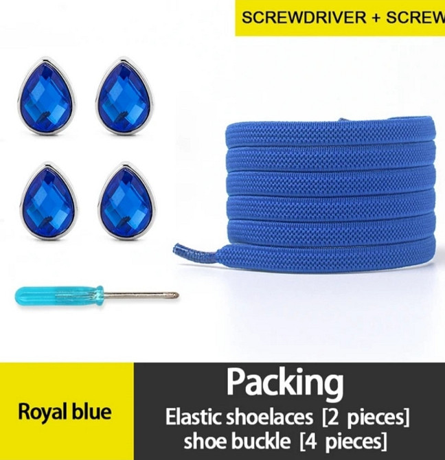 Шнурки еластичні з фіксаторами камінцями Синій Сміла - фото 1