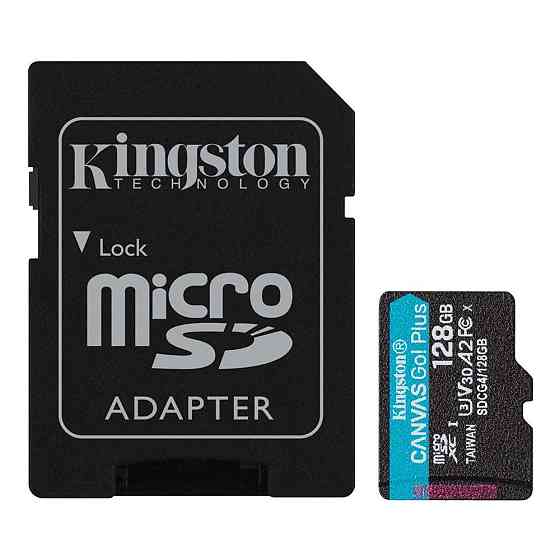 Карта пам'яті microSDXC (UHS-1 U3) Kingston Canvas Go! Plus 128Gb class 10 A2 V30 (R200MB/s) (adapter SD) Київ
