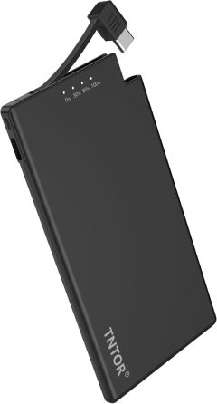 Повербанк 5000 мАг з вбудованим Lightning кабелем для iPhone, тонкий Power Bank, компактний, LED індикатор, 115 г Київ