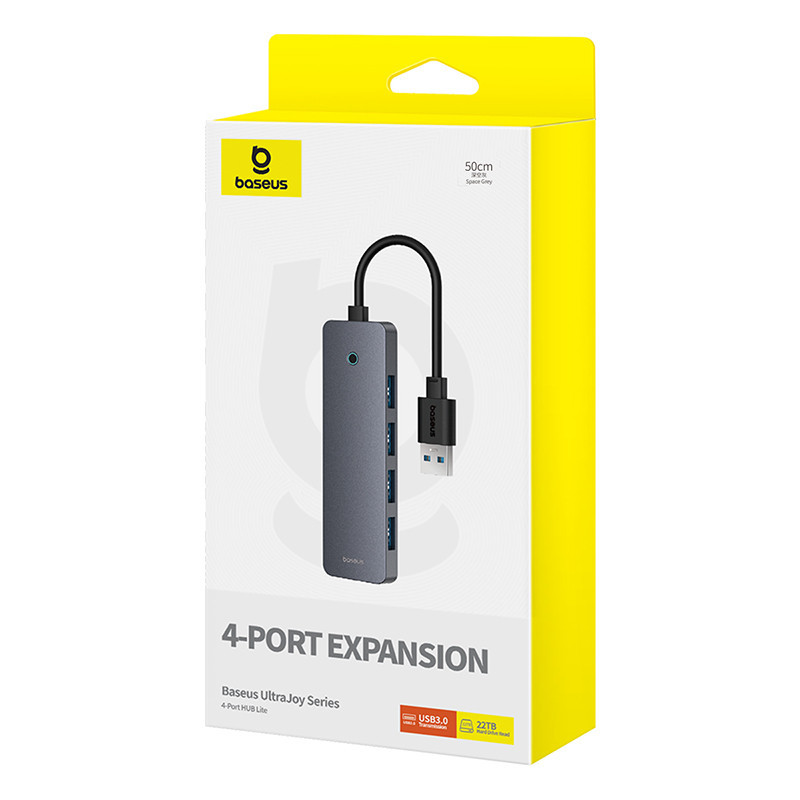 USB-хаб Baseus UltraJoy Series 4-Port HUB Lite 50cm Space Grey（USBA to USB3.0*4+Type-C5V） Одесса - изображение 2