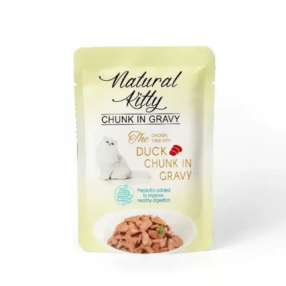 Вологий корм для котів Natural Kitty Chunk in Gravy Chicken, Tuna, Duck шматочки курки та тунця з качкою і печінкою у соусі, 85 г Вінниця