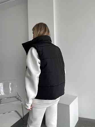 Жіноча тепла жилетка на змійці без капюшона плащівка на синтепоні Чорний, 42/44 Одеса