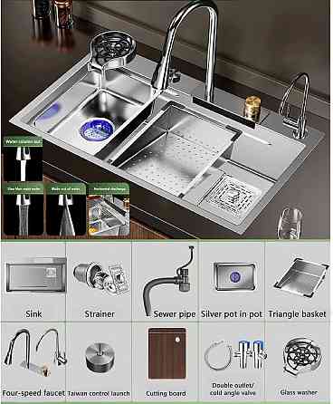 Кухонна раковина водоспад Willda, кухонна мийка водоспад ручної роботи 75х46х22 (106054734) Київ