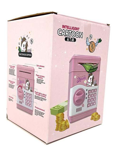 Сейф-скарбничка з кодовим замком та купюроприймачем для паперових грошей та монет Рожевий (MK 4776) Чернігів - фото 3