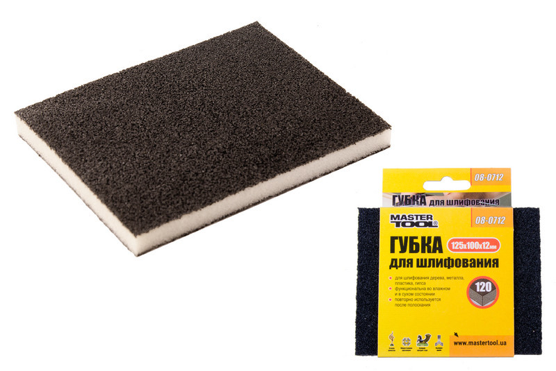 MASTERTOOL Губка для шліфування MASTERTOOL СОФТ Р120 125х100х12 мм 08-0712 Киев - изображение 2