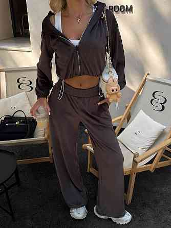 Жіночий велюровий костюм із плюш велюру Шоколадний 48/52 Харків