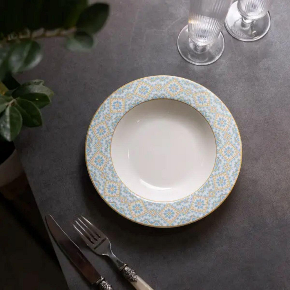 Суповая фарфоровая тарелка с орнаментом 21.5 см Киев - изображение 2