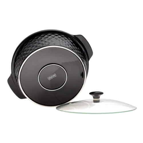 Марміт круглий 3,5л 33см кераміка скляна кришка + метал.підставка чорний 6427 KAMILLE Житомир - изображение 7