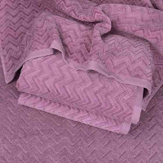 Полотенце махровое GM Textile 50x90см Премиум качества Жаккардовое с велюром 550г/м2 (Фиолетовый) Сумы