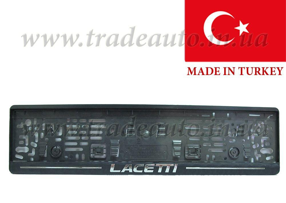 Рамка номерного знака хром напис Lacetti пластик чорна 2 шт. Київ - фото 1