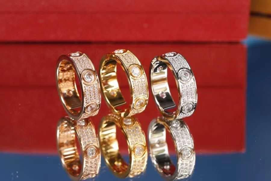 Cartier кільце LOVE з дрібним цирконієм / кільце з дрібним камінням у лимонному, рожевому та білому золоті Одеса - фото 1