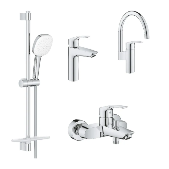 Набор смесителей Grohe Eurosmart 4 в 1 для ванной и кухни (UA123248M3) Черновцы