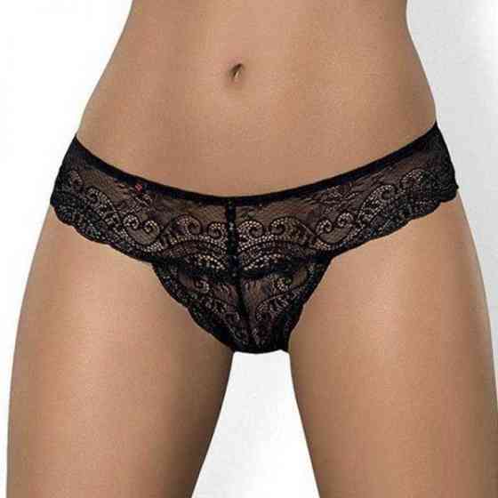 Трусики- стринги кружевные черные Obsessive Miamor L/XL Sex Aura Киев