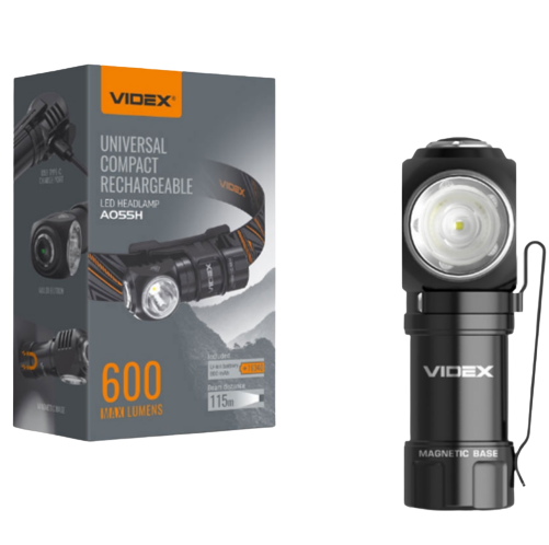 Ліхтарик LED портативний 600Lm 5700К чорний VLF-A055H Videx Житомир