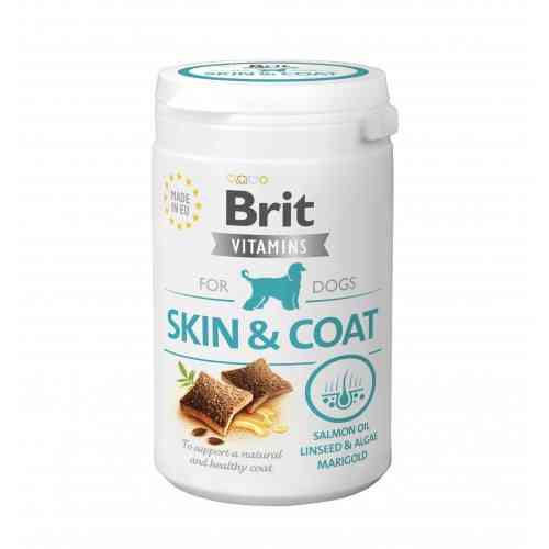 Витамины Brit Vitamins Skin and Coat для взрослых собак для здоровья кожи и шерсти с лососем 150 г Киев