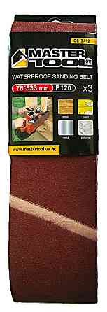 MASTERTOOL Стрічка шліфувальна MASTERTOOL зерно 120 76×533 мм 3 шт 08-3412 Коломыя