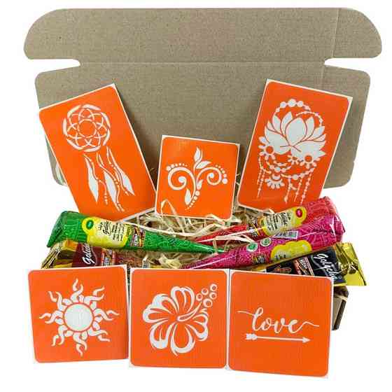 Набір кольорової хни з трафаретами для біо-тату №1 color-henna-set-01 Вінниця