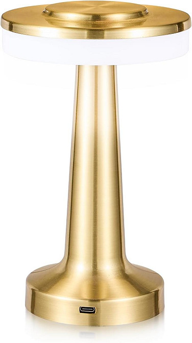 Настольная лампа LED сенсорная беспроводная аккумулятор 2600 мАч, 3 режима, золотая, для стола, офиса, спальни Киев - изображение 1