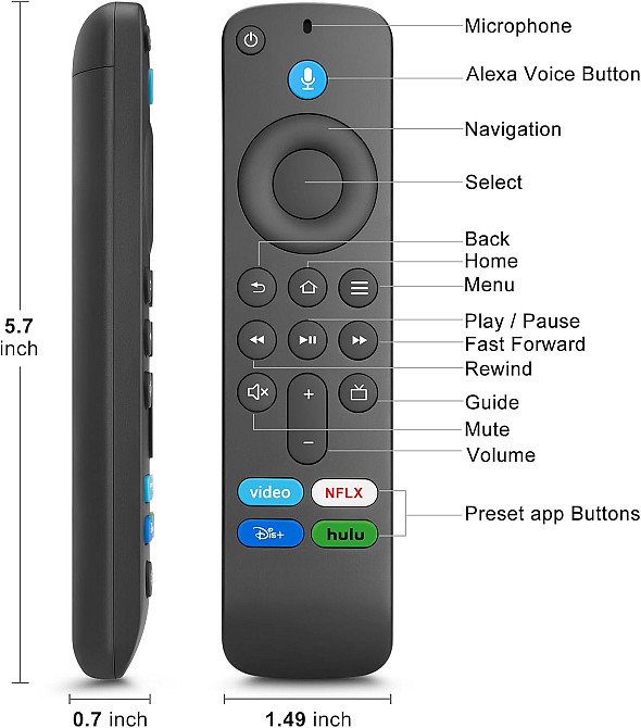 Пульт для Amazon Fire TV сумісний із Fire TV Stick, Fire TV Cube та Amazon Fire Smart TV Луцьк - фото 2