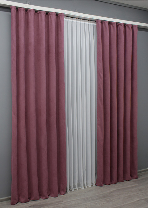 Комплект готових штор VR-Textil Мікровелюр Petek № 1490ш Пурпурний 150х270 см 2 шт (33-1047) Київ - фото 4