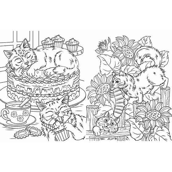 Большая книга раскрасок Кошки и собаки 1736021, 64 страницы Винница