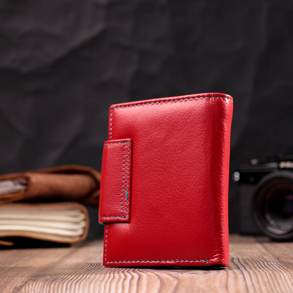 Яркий кожаный кошелек для женщин с интересной монетницей ST Leather 19448 Красный Киев - изображение 10