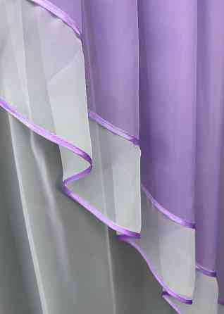 Кухонный ламбрекен VR-Textil № 107к из тюля сиреневый с белым 200х170 см (52-1050) Киев